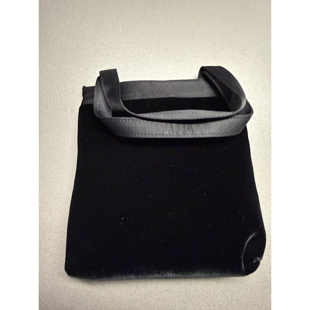 Black Velvet Evening Bag Satin Bow Trim Formal Cocktail Handbag Magnetic Closure - Picture 3 of 5